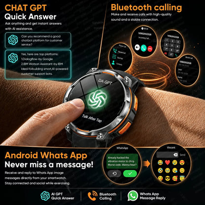 GPS Smart Watch – 1200mAh, IPX8, Bluetooth Call & Health Monitor