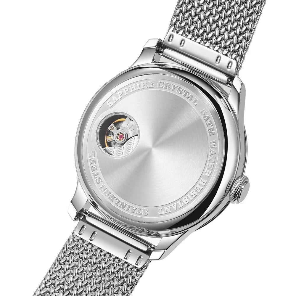 FARASUTE Casual Automatic Mechanical Watch – Sapphire, Stainless Steel, 5Bar