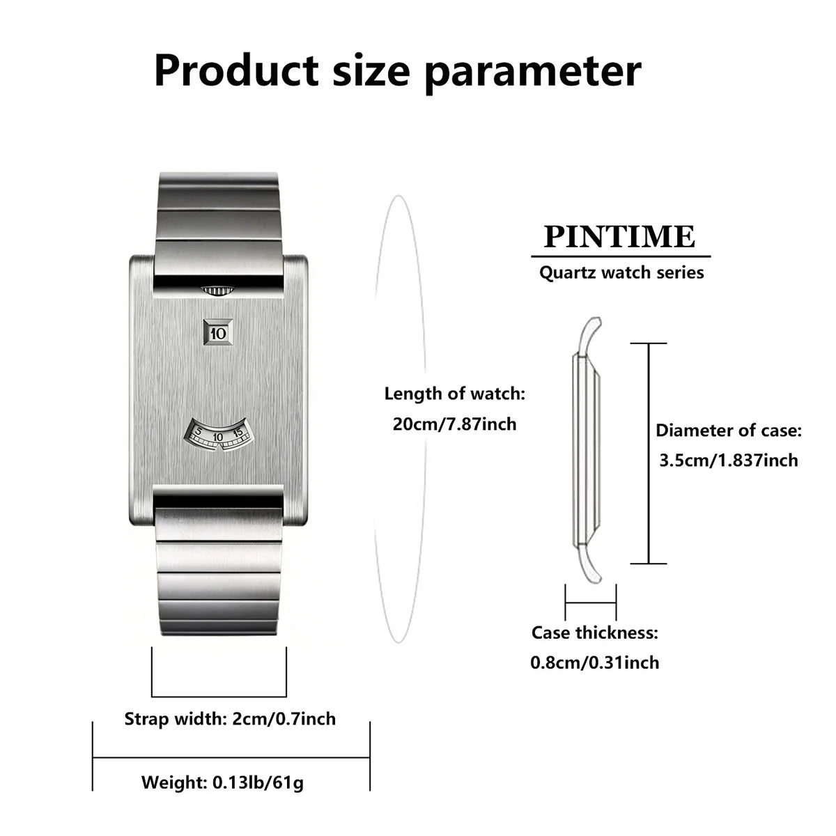 Men's Stainless Steel Square Watch Unique Jump Hour Digital Wristwatch Fashion Bracelet Quartz Watch Reloj Hombre