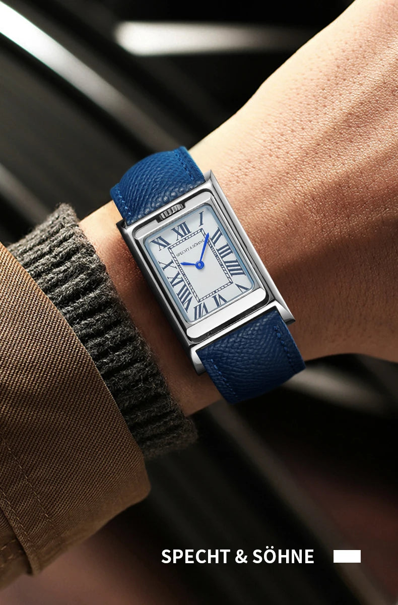 2025 New Specht & Söhne Double Face Square Watch For Men Sports Watches Overturn Stainless Steel Sapphire Crystal 50M Waterproof