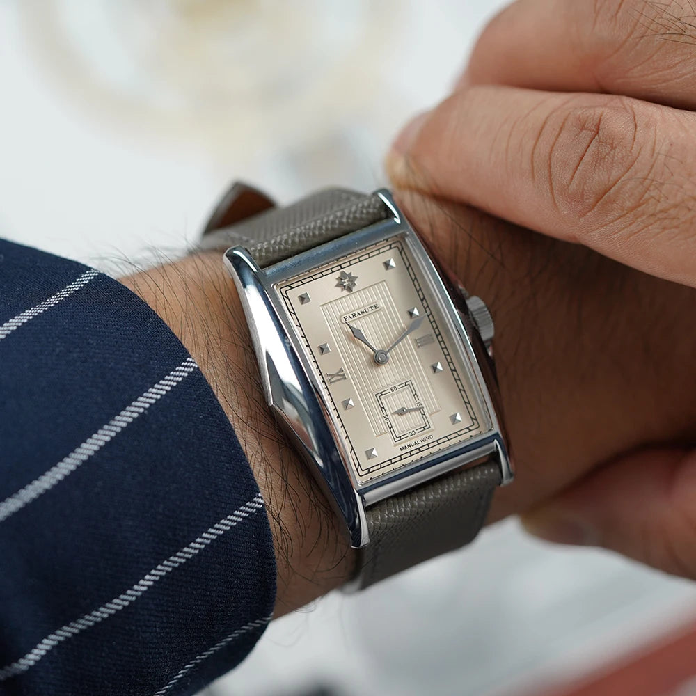 FARASUTE Creative Square Manual Mechanical Watch – Sapphire, Small Seconds