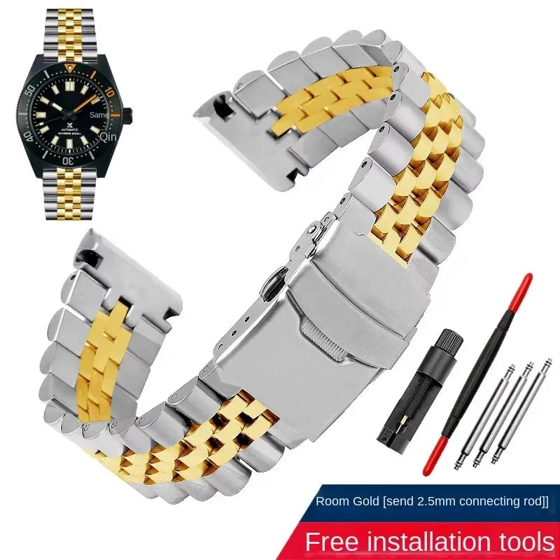 22mm Solid Stainless Steel Curved End Watch Bracelet – Compatible with Seiko Turtle SRP777, SRPA21, SRPE99