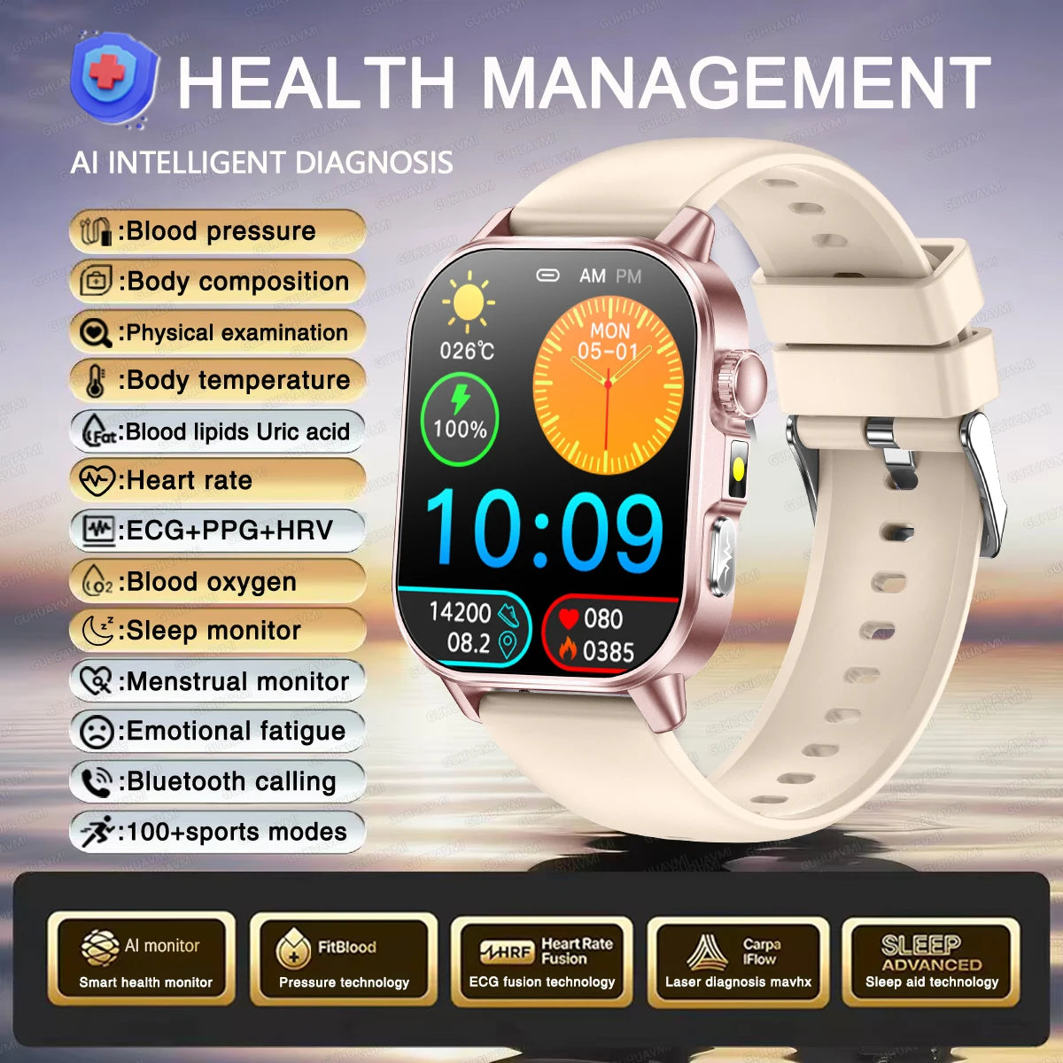 2026 ECG Smart Watch | Blood Oxygen, BP & Lipids Monitor