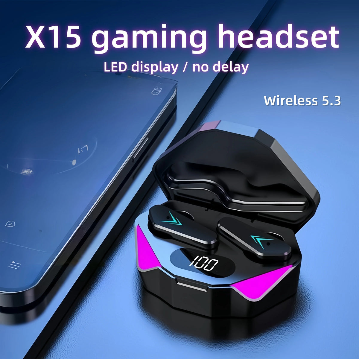 X15 TWS Wireless Earbuds – LED Charging Case, Built-in Mic, Touch Control