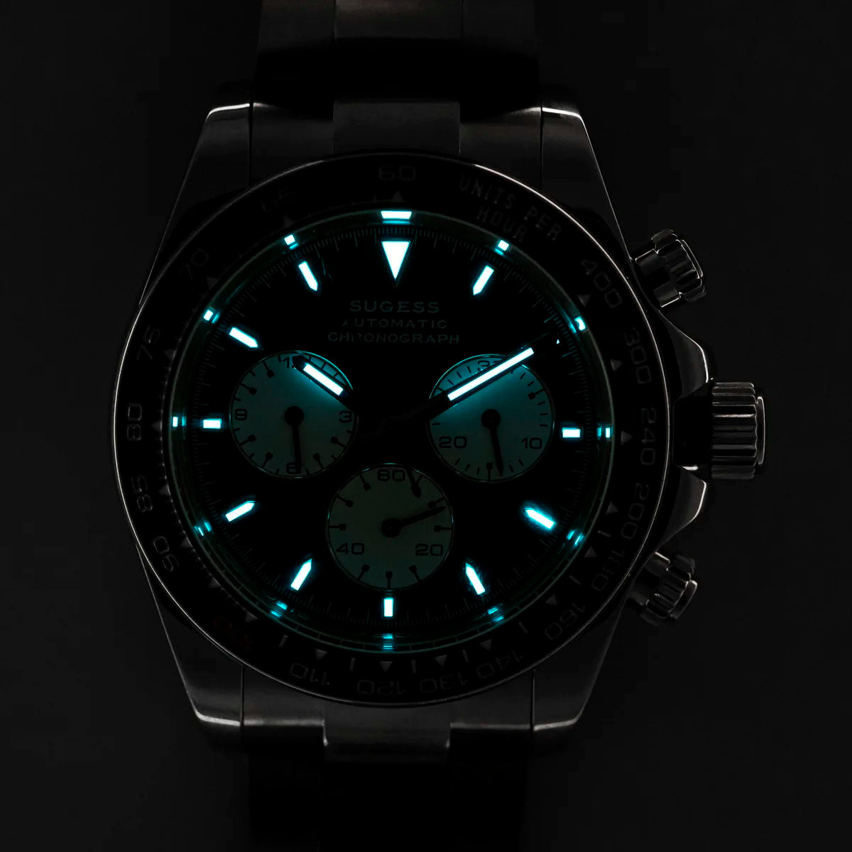 Sugess Diving Mens Watch Panda Automatic Mechanical Chronograph Peacock SL4801 Movement Wristwatch Waterproof Ceramic Bezel New