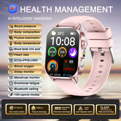 2026 ECG Smart Watch | Blood Oxygen, BP & Lipids Monitor