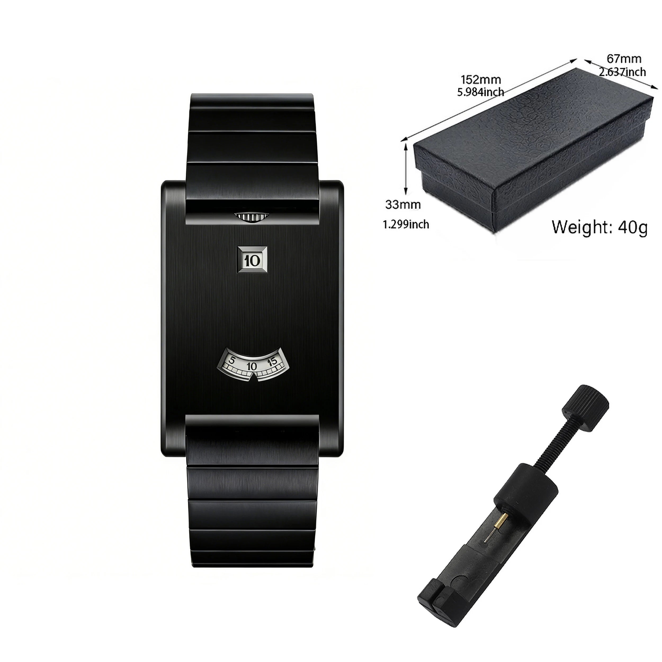 Men's Stainless Steel Square Watch Unique Jump Hour Digital Wristwatch Fashion Bracelet Quartz Watch Reloj Hombre
