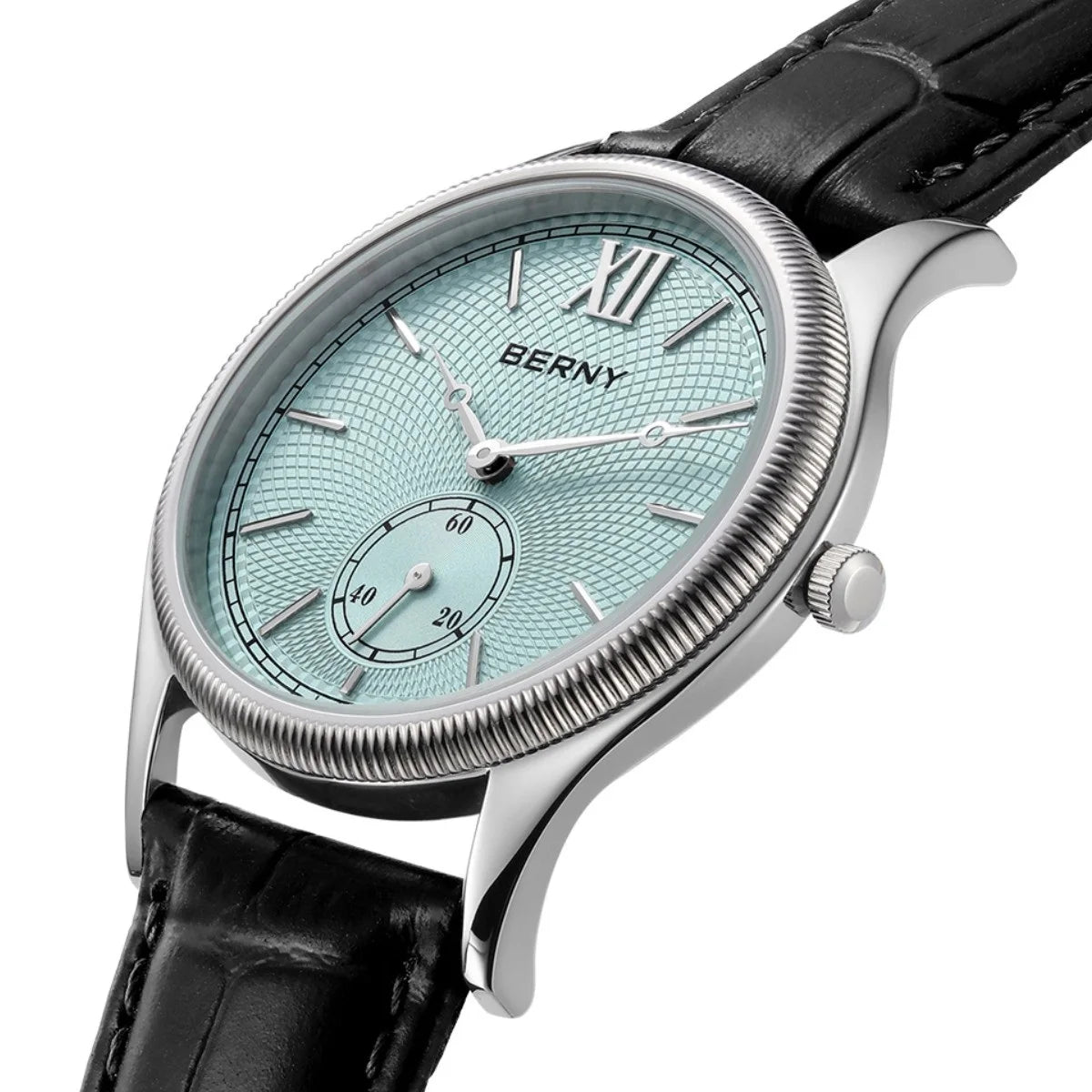 BERNY Men's Watches Slim Luxury Classic Stylish Dress Quartz Watch Fashion Elegance Leather Band Wristwatch