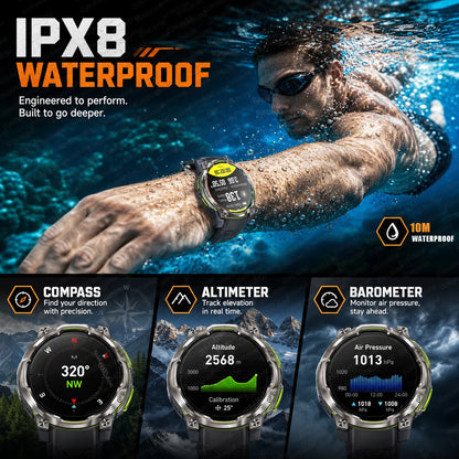 GPS Smart Watch – 1200mAh, IPX8, Bluetooth Call & Health Monitor