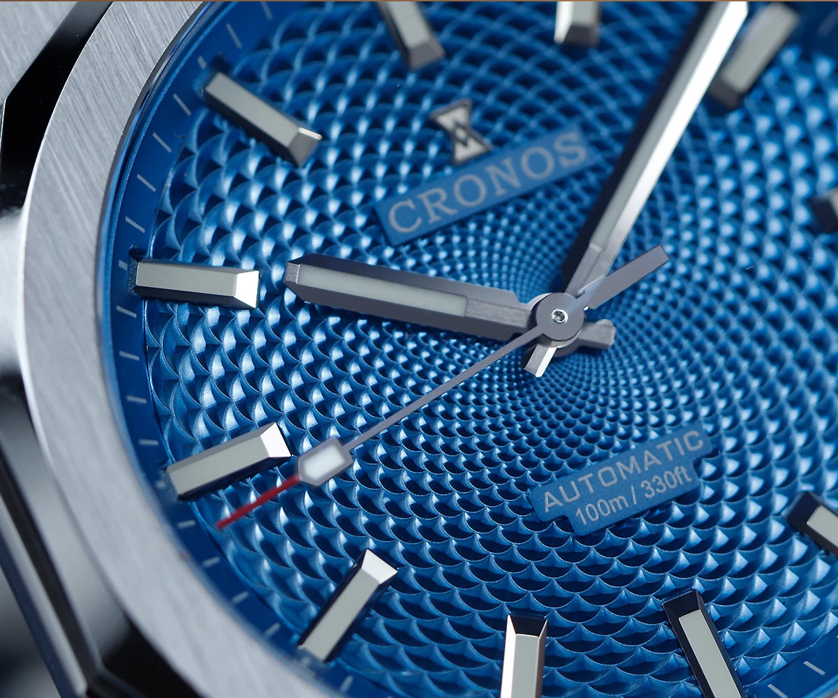 Cronos New Rhombus Perlage 39mm  Skeleton Dial PT5004 Miyota 90S5 See-through Caseback Men Automatic Wristwatches 10ATM Lumious