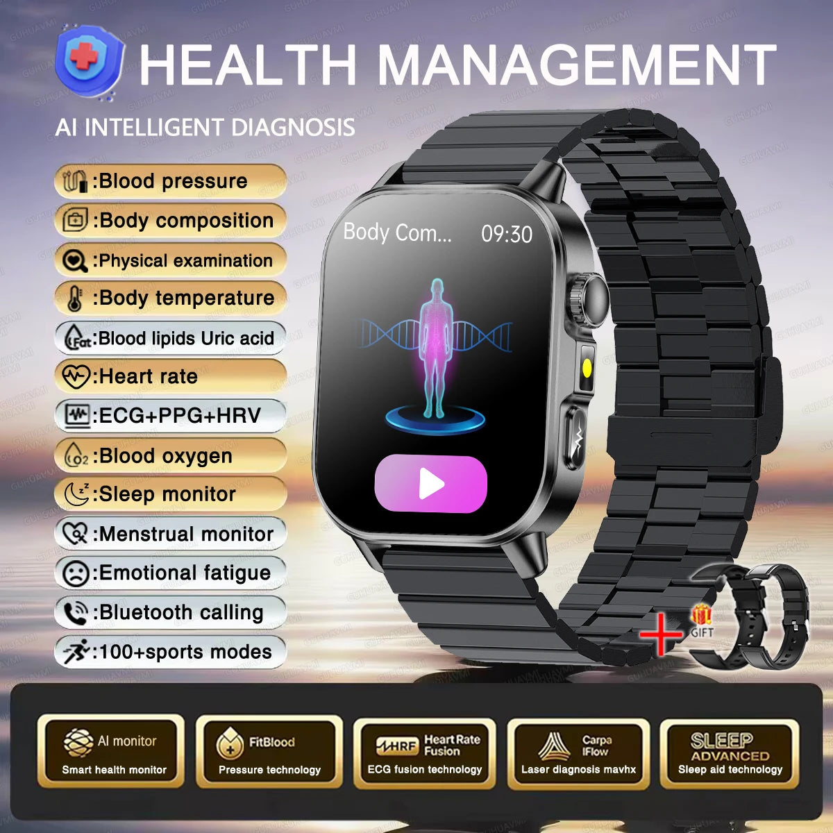 2026 ECG Smart Watch | Blood Oxygen, BP & Lipids Monitor
