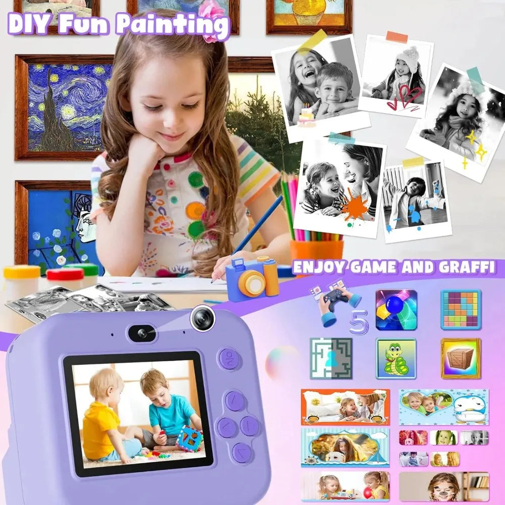 Kids Thermal Instant Print Camera – 1080P with 32GB Card