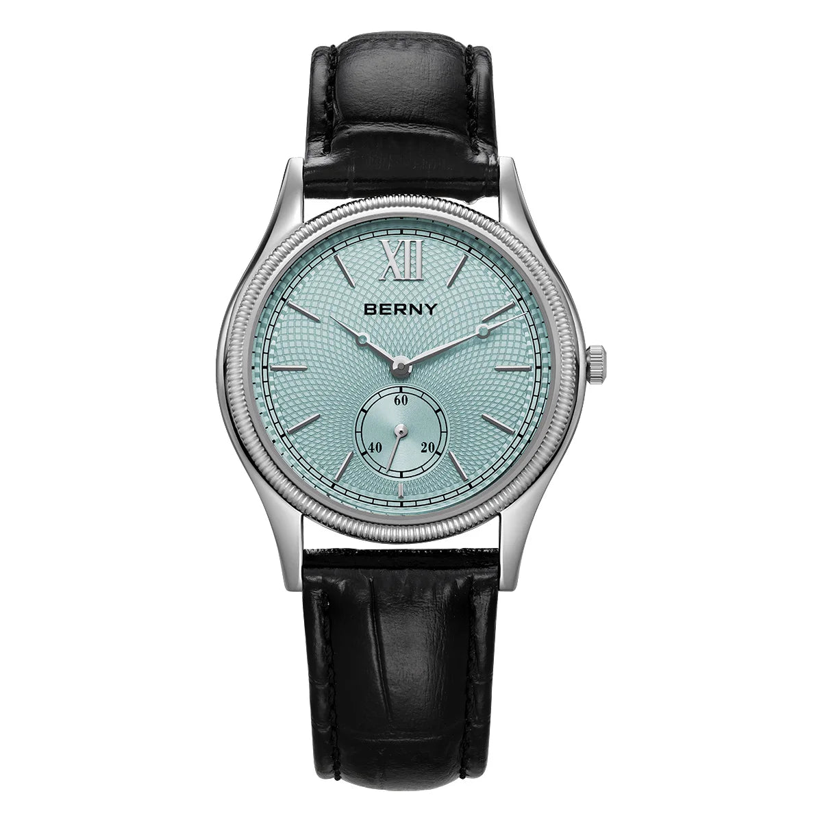 BERNY Men's Watches Slim Luxury Classic Stylish Dress Quartz Watch Fashion Elegance Leather Band Wristwatch
