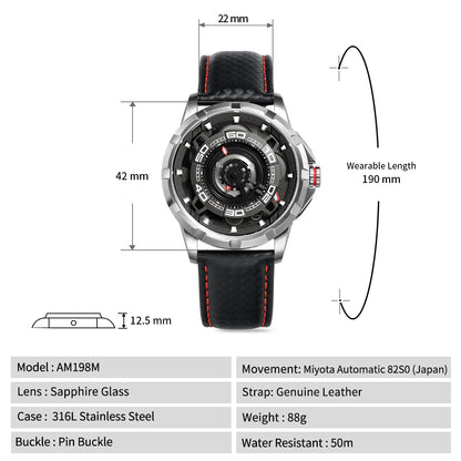BERNY Automatic Skeleton Watch – MIYOTA 82S0, 3D Dial, Sapphire, 5ATM
