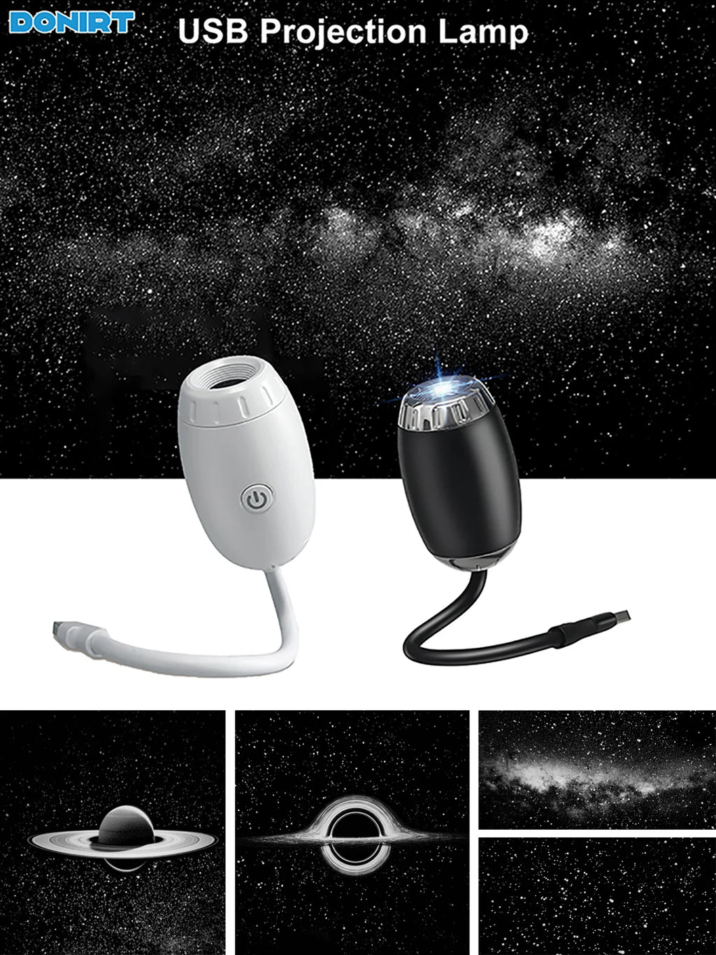 GizmoLaxy Galaxy Star Projector – USB Night Light for Car, Bedroom & Tent