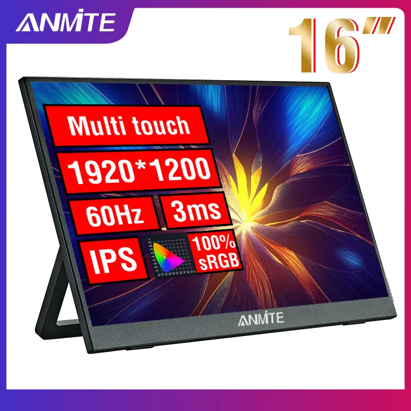 Anmite 16" Portable Touch Monitor – 1200P HDR, 16:10