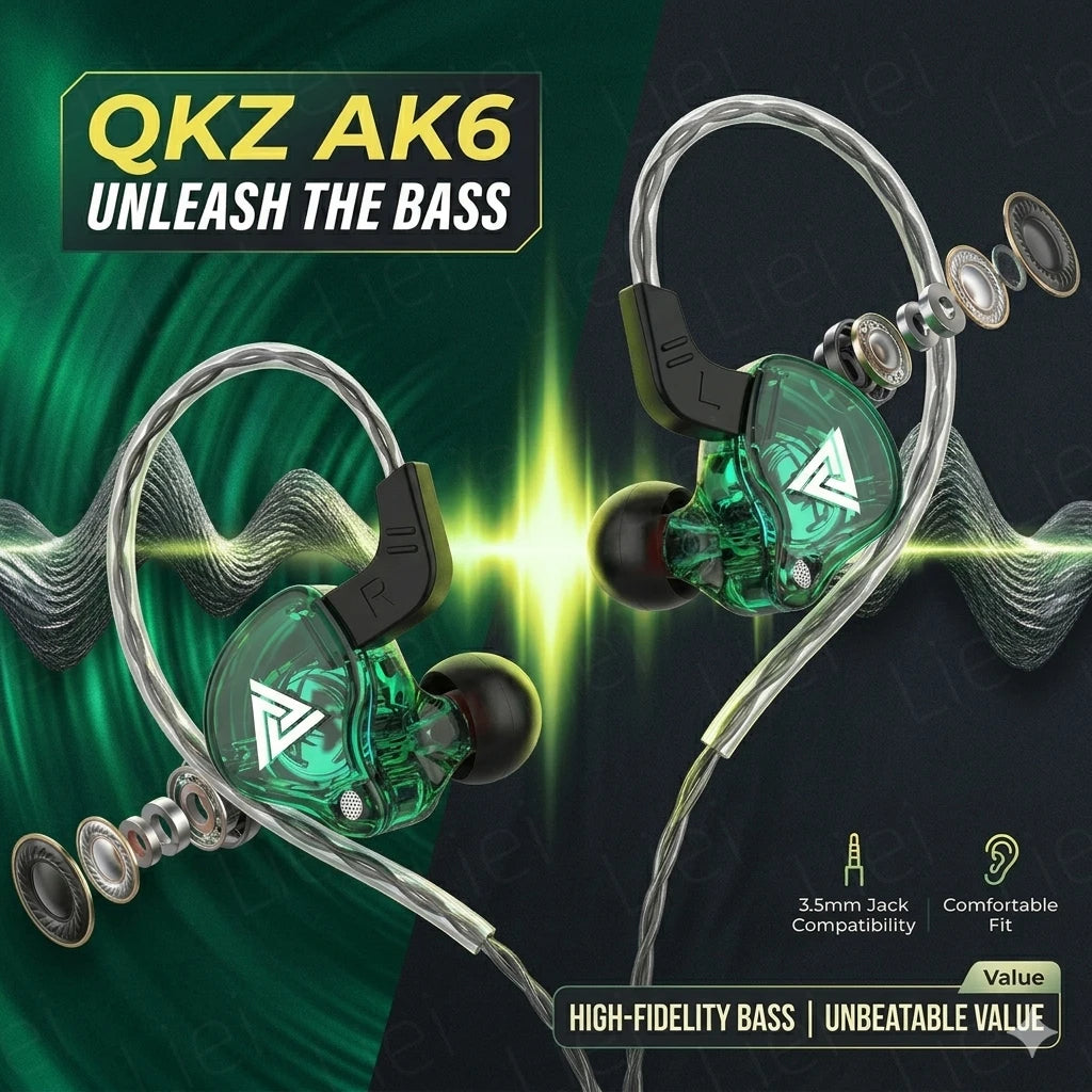 AK6 Gaming Earbuds – 3.5mm, HiFi, Sport