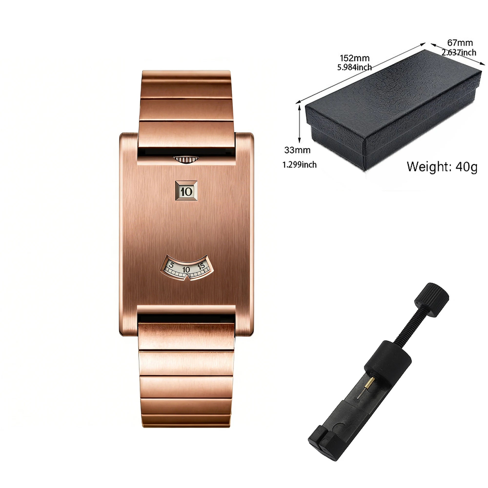 Men's Stainless Steel Square Watch Unique Jump Hour Digital Wristwatch Fashion Bracelet Quartz Watch Reloj Hombre