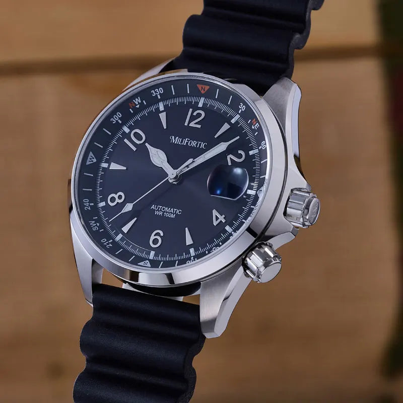 Milifortic S089 Alpinist Homage Sport Watch Men Inner Compass Bezel Rubber Strap ST2130Automatic Waterproof 39.5MM Watch for Men