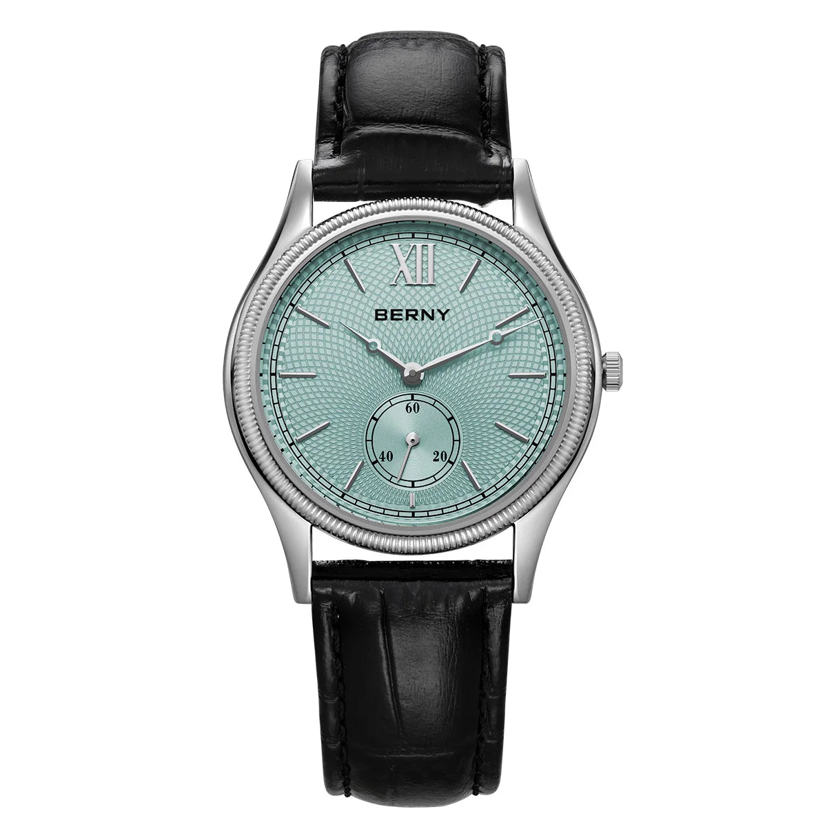 BERNY Men's Watches Slim Luxury Classic Stylish Dress Quartz Watch Fashion Elegance Leather Band Wristwatch