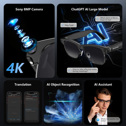 Blackview BV200 Smart Glasses | 8MP 4K Camera & AI Translation