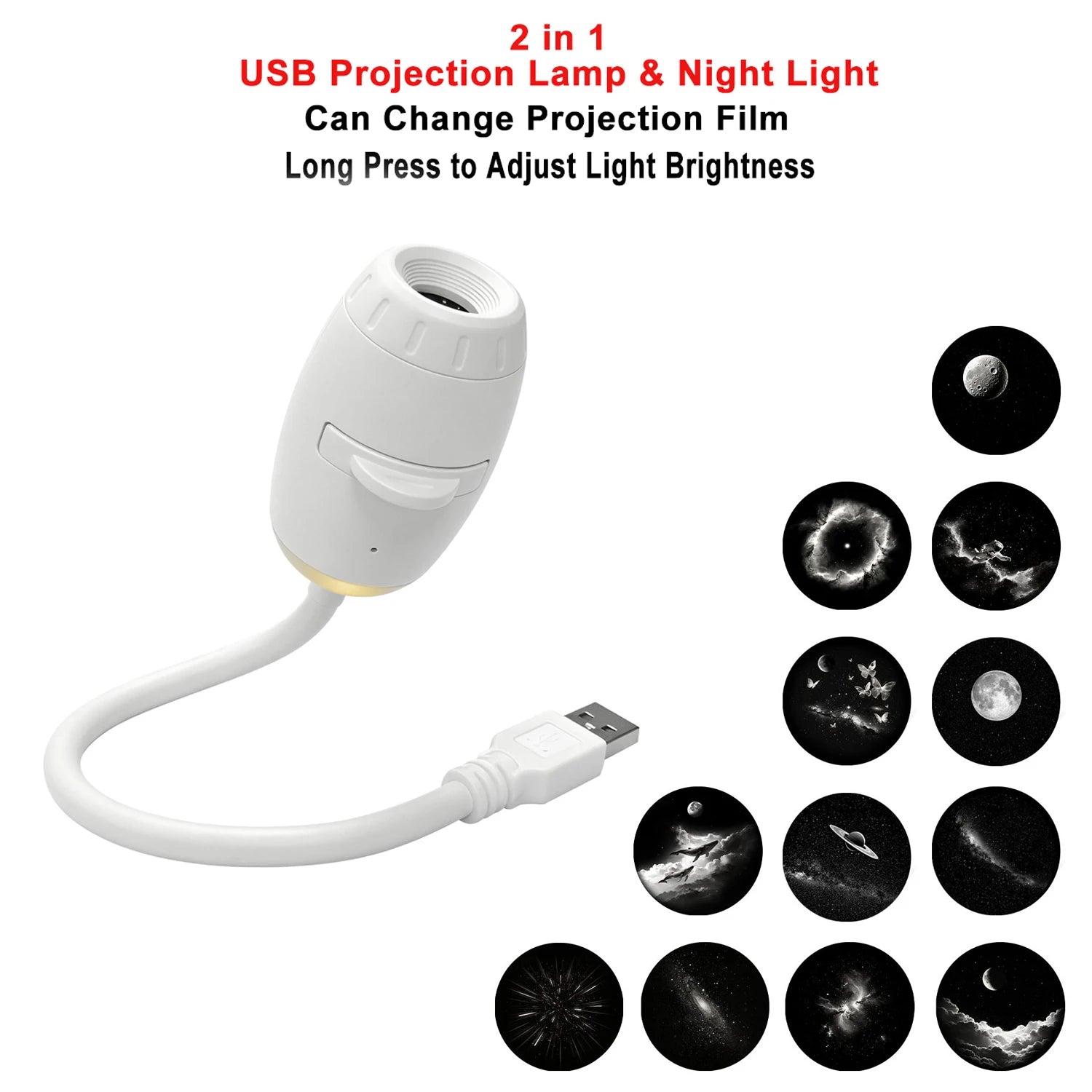 GizmoLaxy Galaxy Star Projector – USB Night Light for Car, Bedroom & Tent