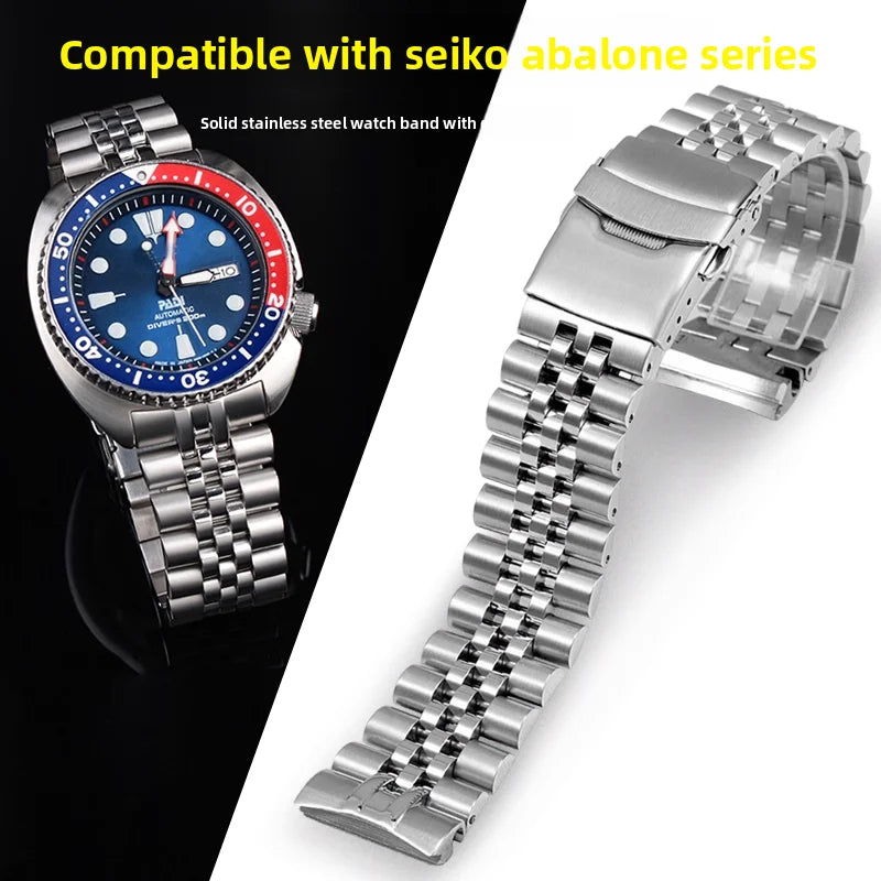 22mm Solid Stainless Steel Curved End Watch Bracelet – Compatible with Seiko Turtle SRP777, SRPA21, SRPE99