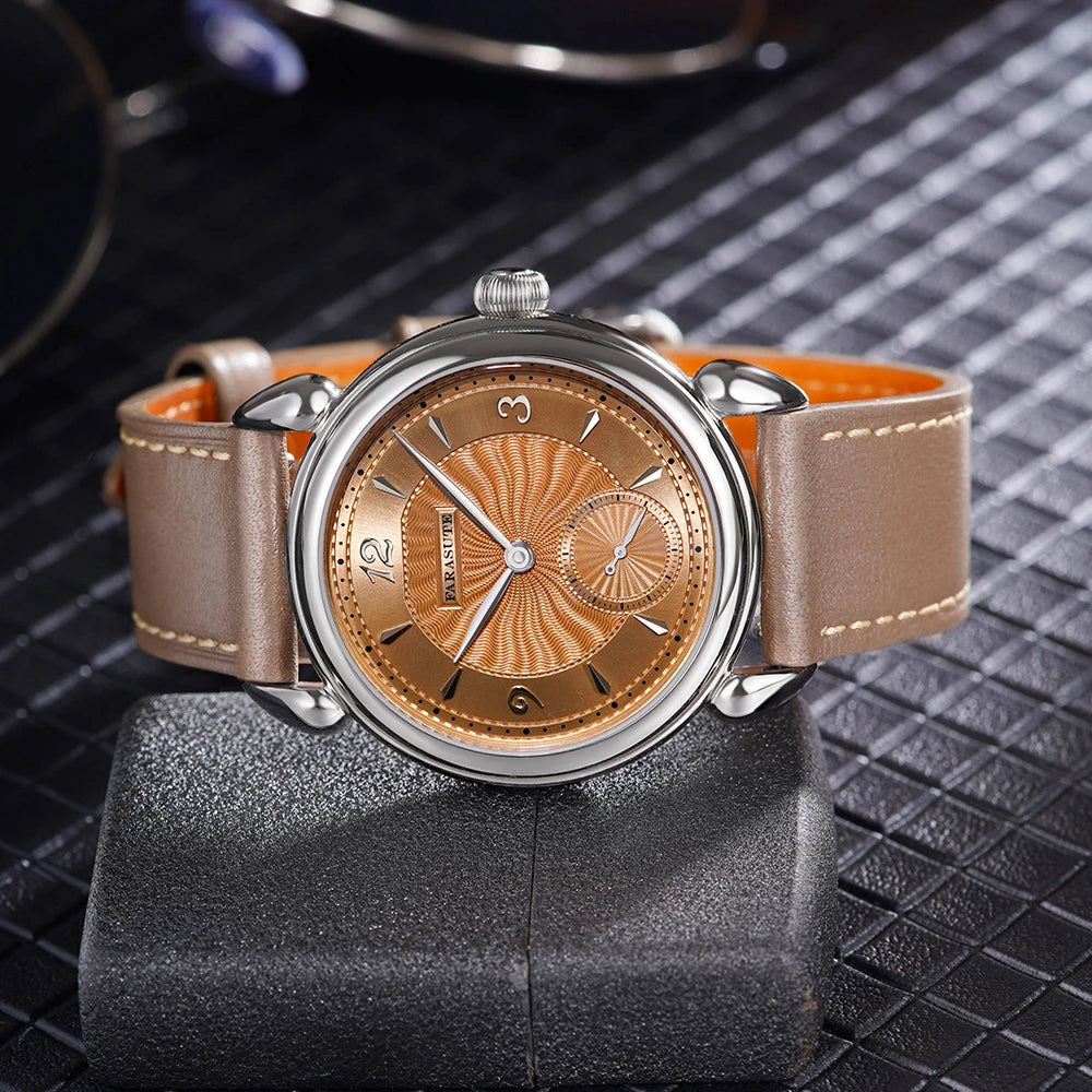 FARASUTE Retro 37mm Manual Swiss SW261 Mechanical Movement Watch For Men Casual 5Bar Waterproof Sapphire Wristwatch Reloj Hombre