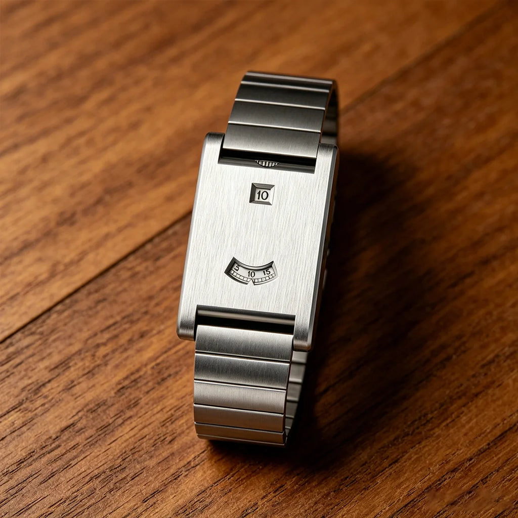 Men's Stainless Steel Square Watch Unique Jump Hour Digital Wristwatch Fashion Bracelet Quartz Watch Reloj Hombre