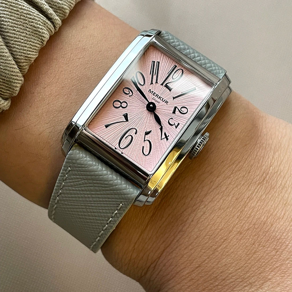 New MERKUR NH05 Rectangle Retro Casual Watch for Men Business Series Automatic Chorded Watch Relogio Sapphire Salmon Dial