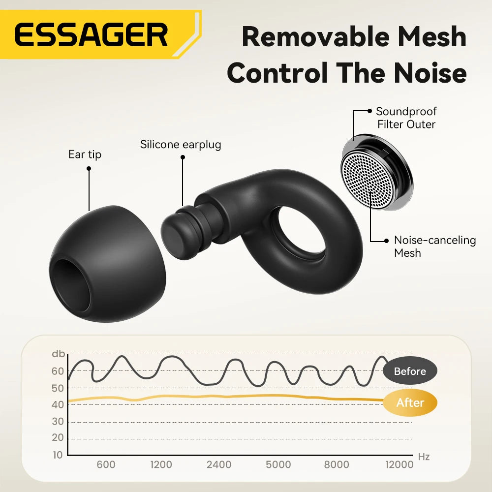 ESSAGER Sleep Earplugs – Silicone, Noise Cancelling