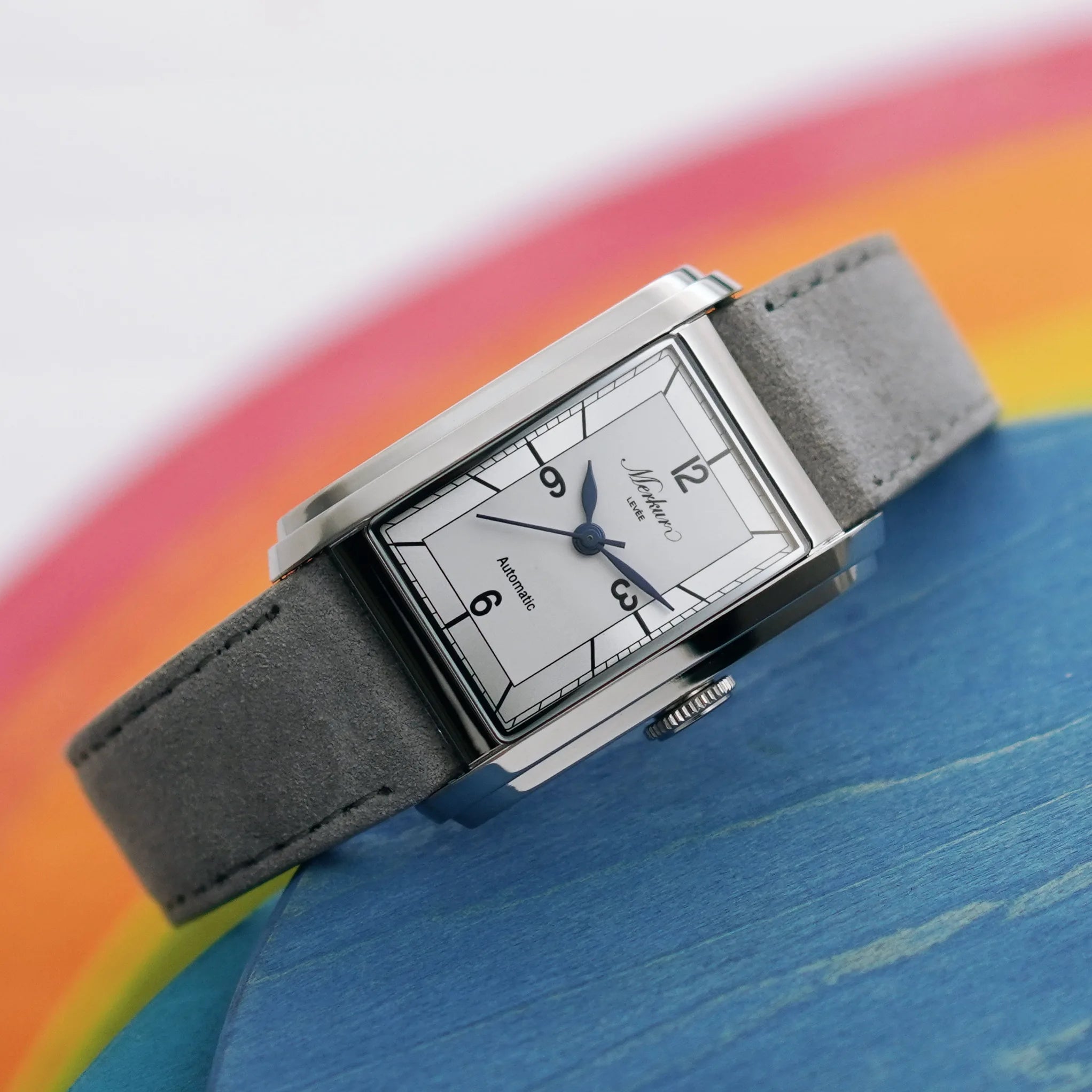 New MERKUR NH05 Rectangle Retro Casual Watch for Men Business Series Automatic Chorded Watch Relogio Sapphire Salmon Dial