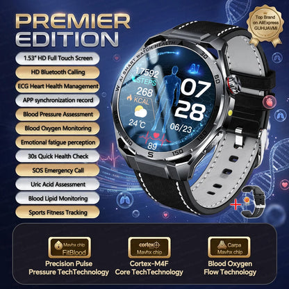Nursing-Grade AI ECG Smart Watch | Sapphire Glass & Bluetooth