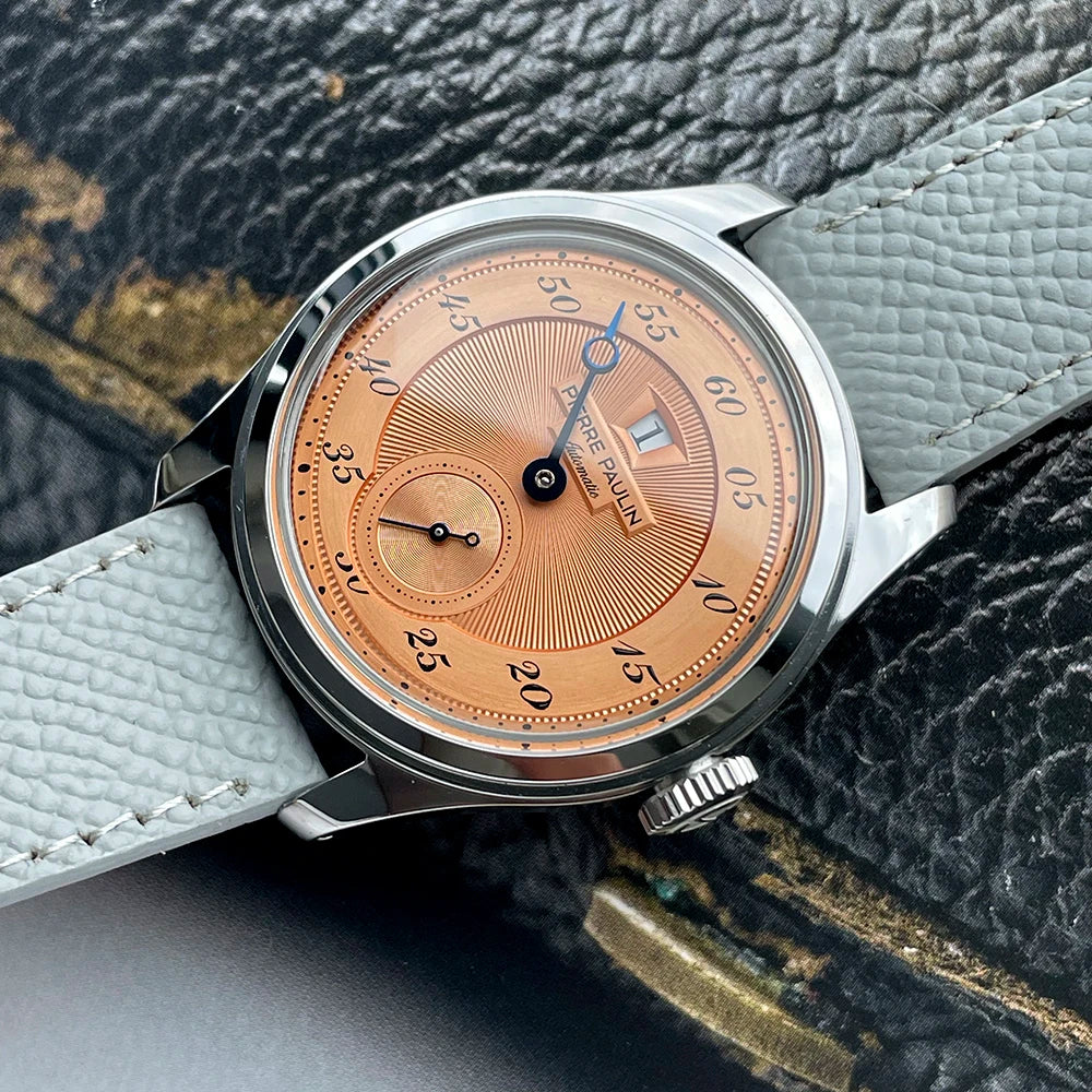 Pierre Paulin Jumping Hour Watch – Salmon Dial, ST17 Automatic, 38mm, Date
