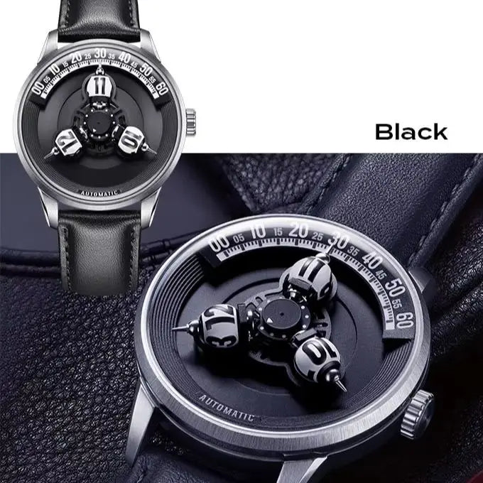 Vortichron 41mm Automatic Watch – Miyota 8215, Spherical Star-Pattern Dial, Sapphire, 50M