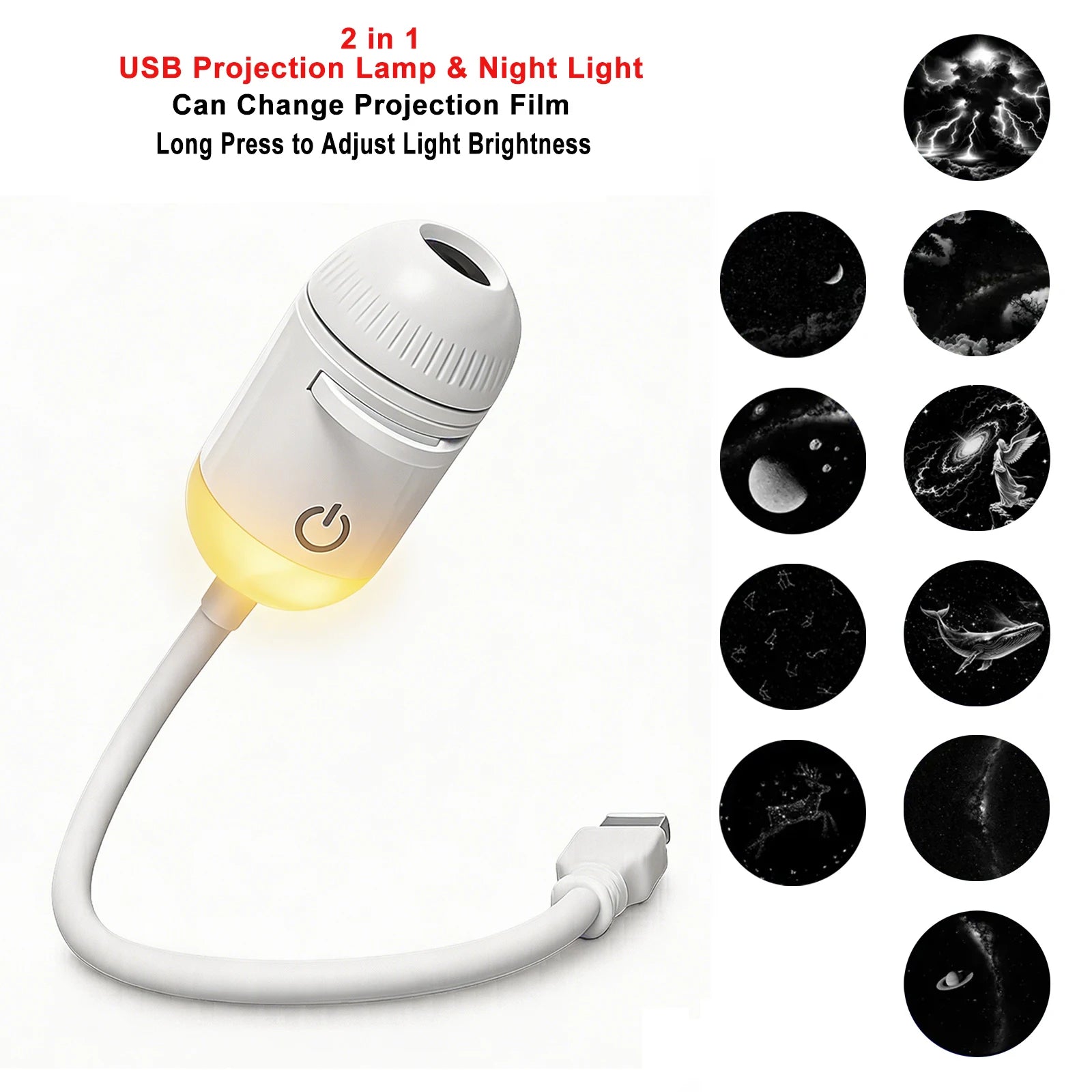GizmoLaxy Galaxy Star Projector – USB Night Light for Car, Bedroom & Tent