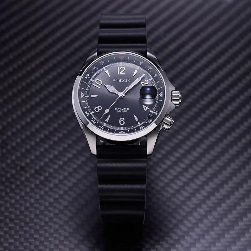 Milifortic S089 Alpinist Homage Sport Watch Men Inner Compass Bezel Rubber Strap ST2130Automatic Waterproof 39.5MM Watch for Men