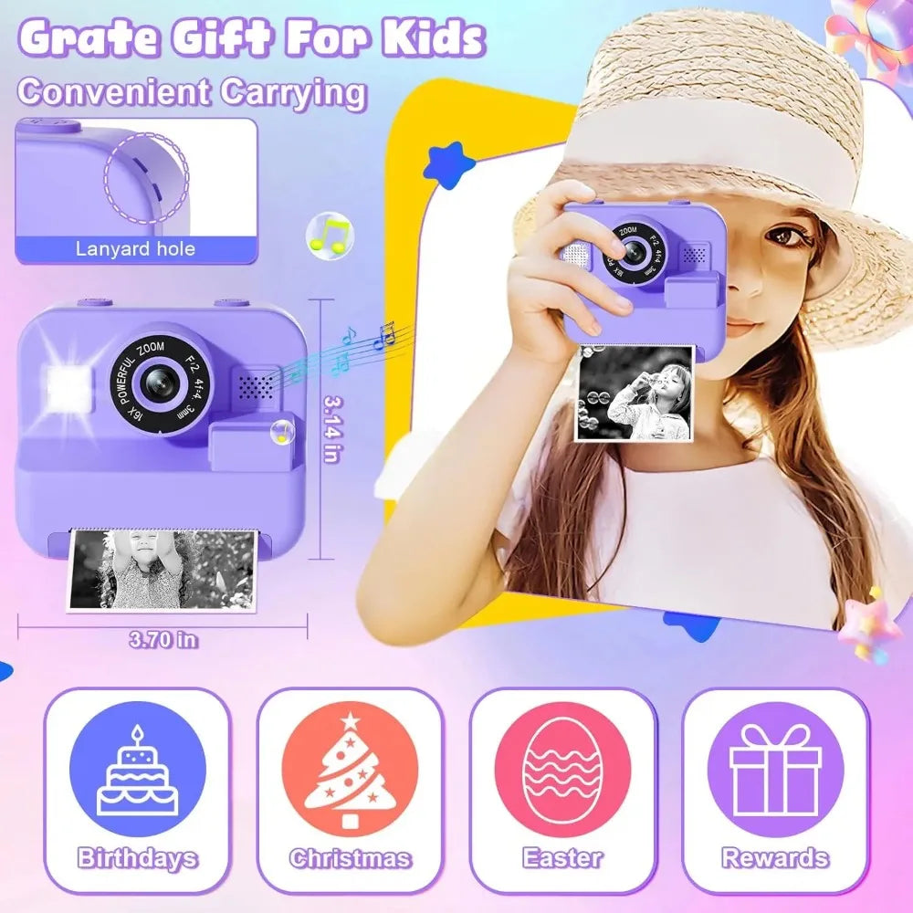 Kids Thermal Instant Print Camera – 1080P with 32GB Card