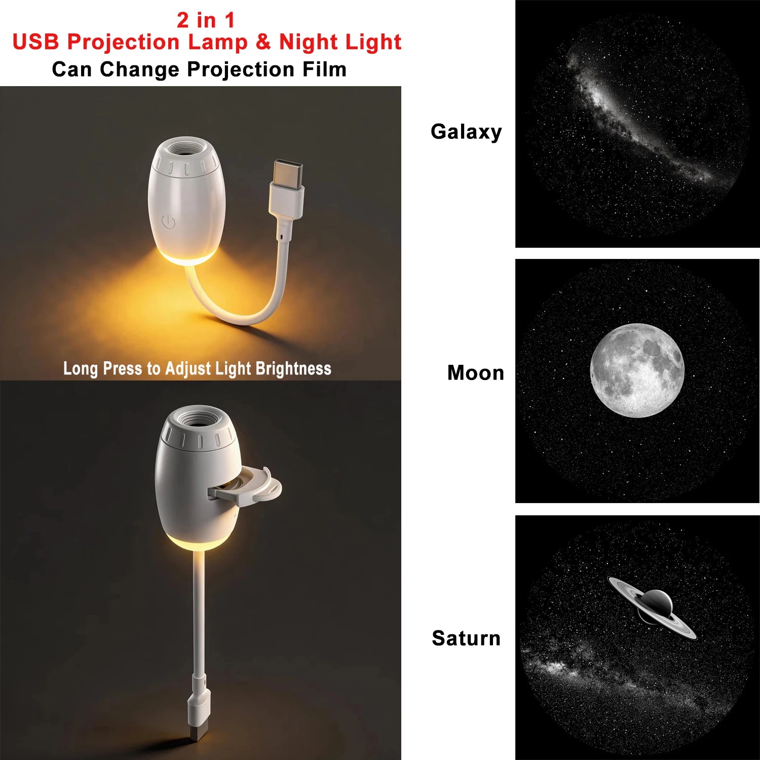 GizmoLaxy Galaxy Star Projector – USB Night Light for Car, Bedroom & Tent