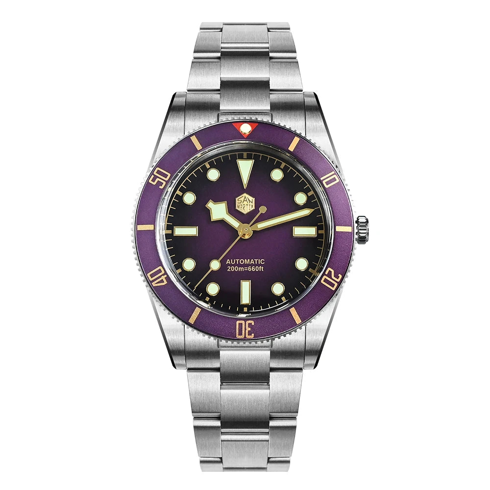 San Martin 37mm Multiple Colors BB54 ST2130 Vintage Diving Wristwatch For Men OTF Clasp BGW-X1 Lume 20ATM Reloj Hombre SN0138GB