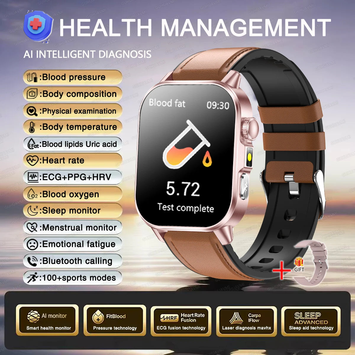 2026 ECG Smart Watch | Blood Oxygen, BP & Lipids Monitor