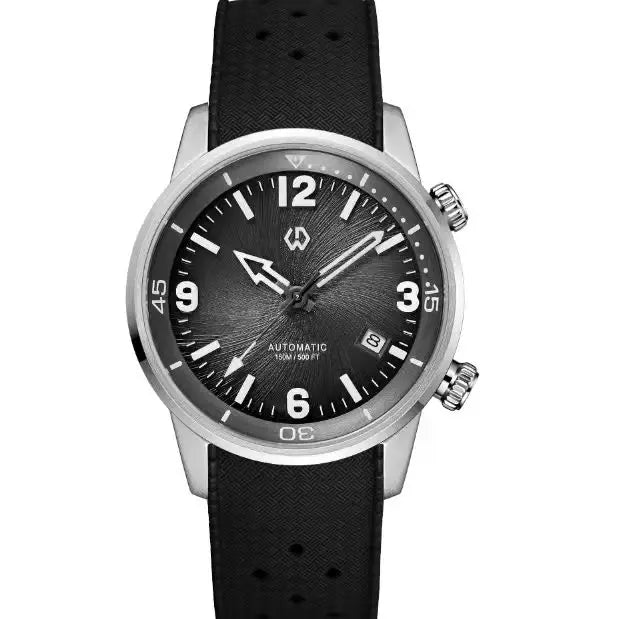 WISHDOIT 2026 Double Crown Auto Mechanical Watch, Radioactive Texture Dial Rotating Inner Shadow Bezel 150M Waterproof