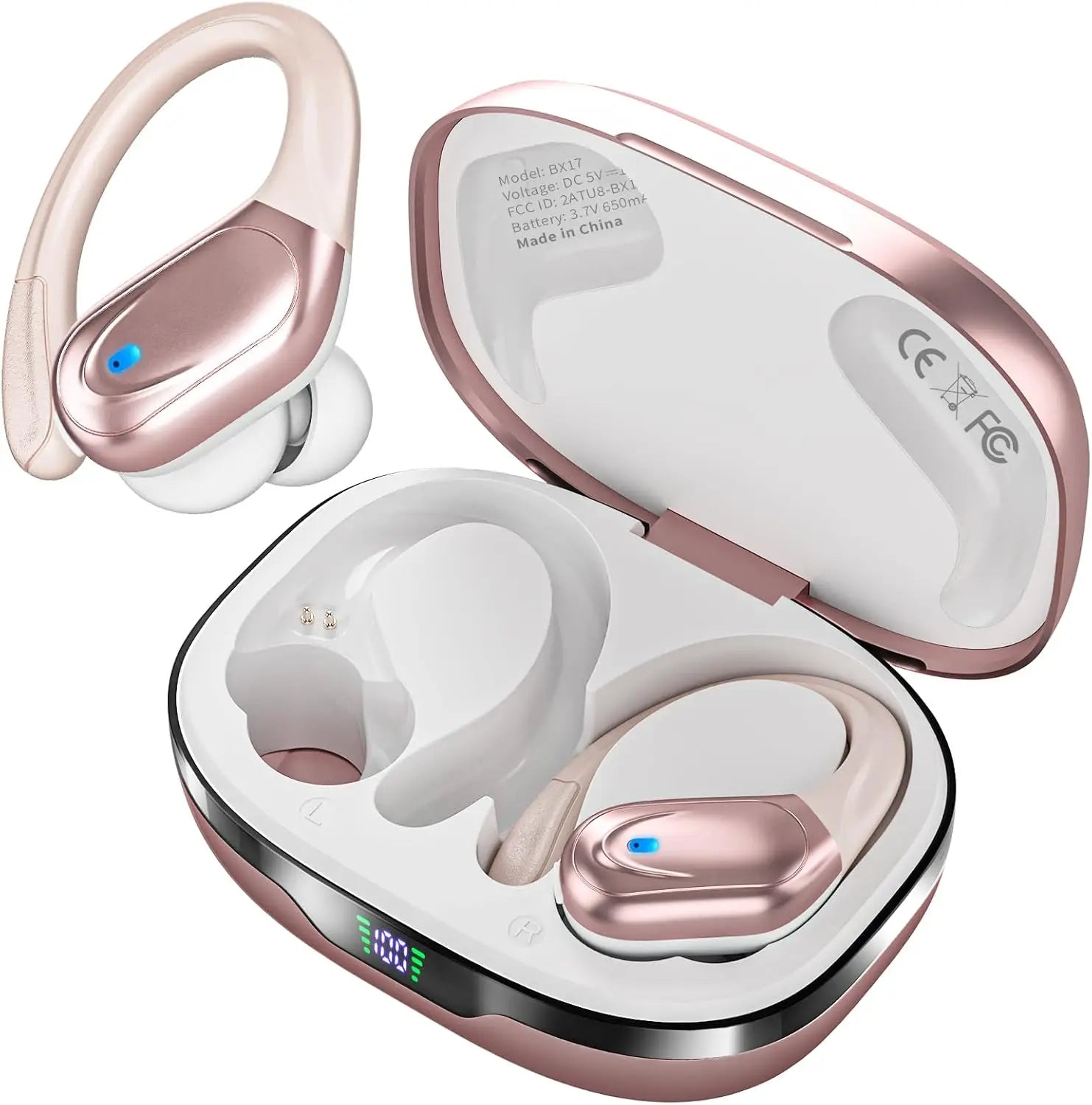 Wireless Sport Earbuds – 80H Battery, Earhook, ANC Mic