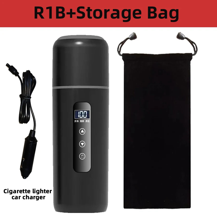 Portable Car Kettle 500ml – 12V/24V Heated Travel Mug, Adjustable Temperature