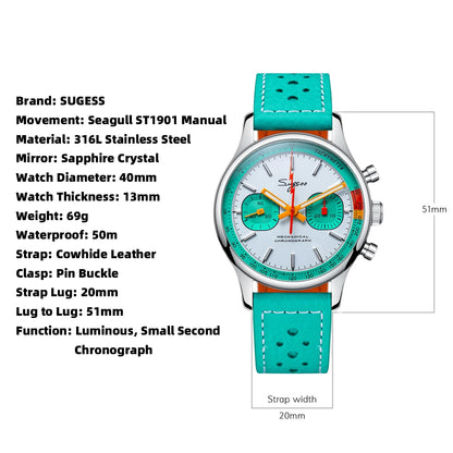 Sugess Pilot Chronograph Watch – ST19 Swanneck Movement
