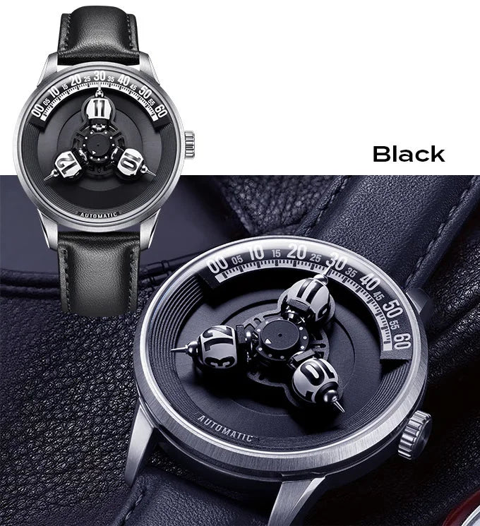 Vortichron 41mm Automatic Watch – Miyota 8215, Spherical Star-Pattern Dial, Sapphire, 50M