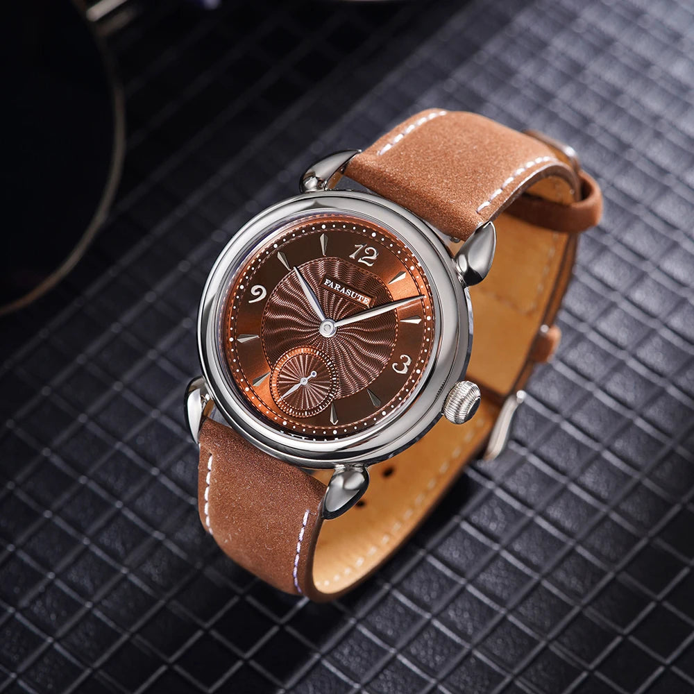 FARASUTE Retro 37mm Manual Swiss SW261 Mechanical Movement Watch For Men Casual 5Bar Waterproof Sapphire Wristwatch Reloj Hombre