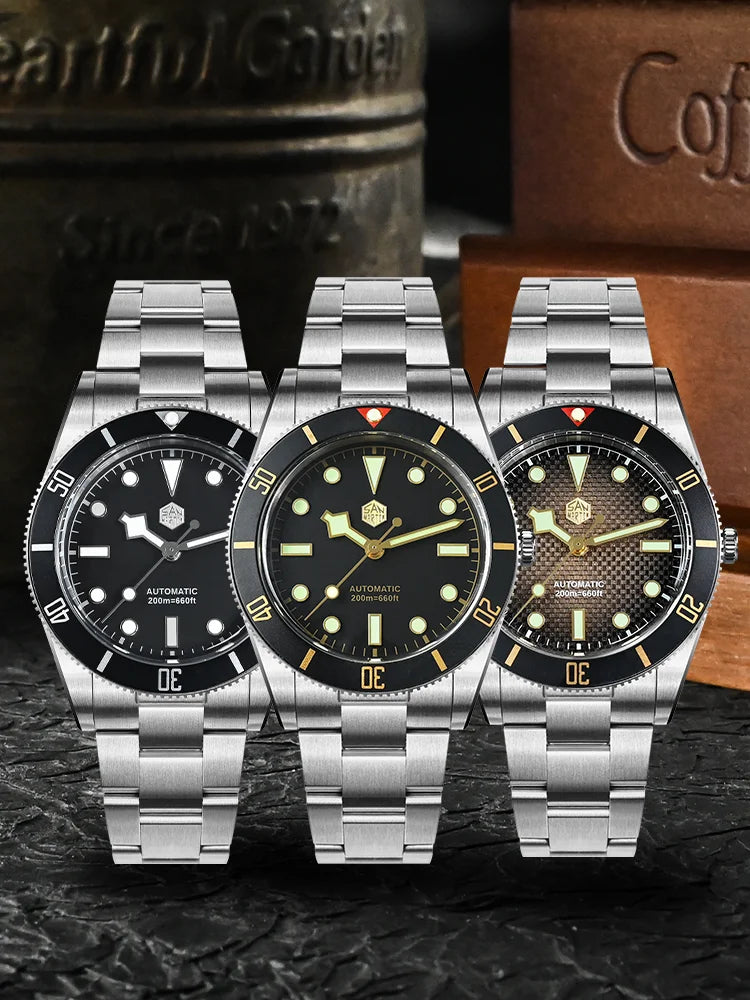 San Martin 37mm Multiple Colors BB54 ST2130 Vintage Diving Wristwatch For Men OTF Clasp BGW-X1 Lume 20ATM Reloj Hombre SN0138GB