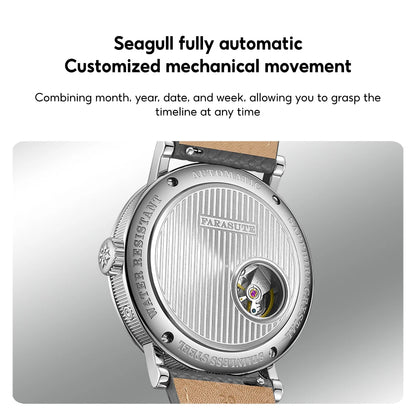 FARASUTE Automatic Calendar Watch – Seagull Movement, Sapphire, 38mm