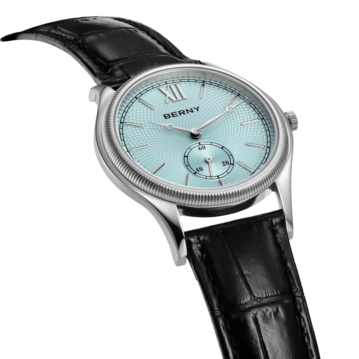 BERNY 2944M Slim Dress Watch – 38mm, 7.5mm Thin, Miyota Quartz, Leather Strap